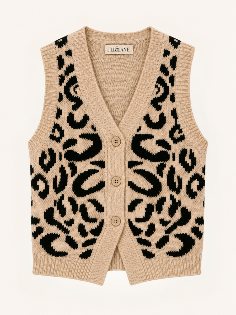 Leopard Knit Body Vest