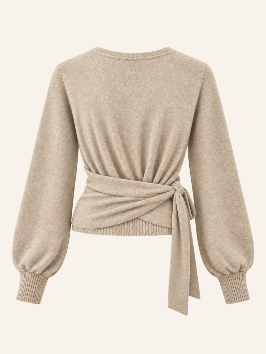 Tie-Waist Wrap Knit Sweater