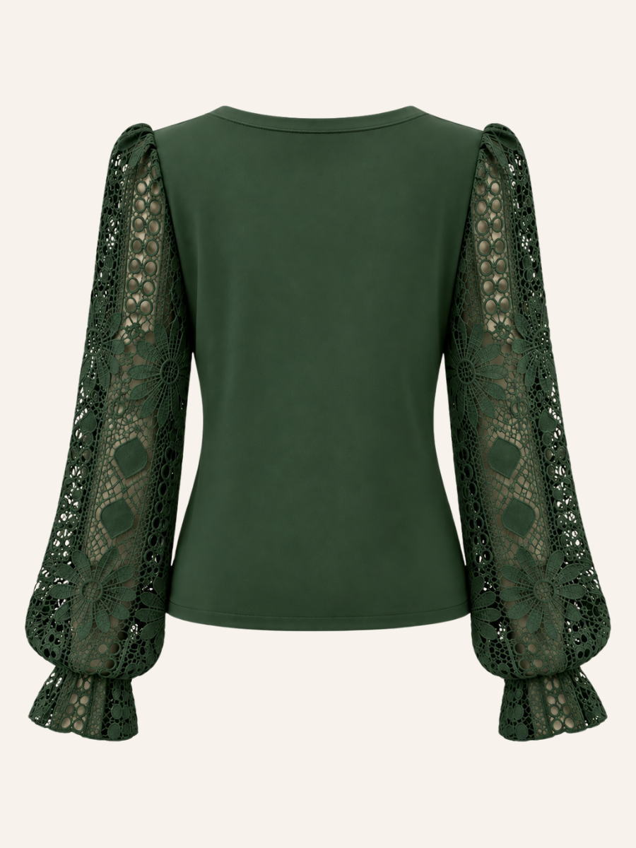 Asymmetric Lace-Sleeve Top