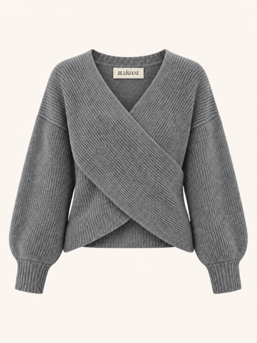 Wrap-Front Knit Sweater