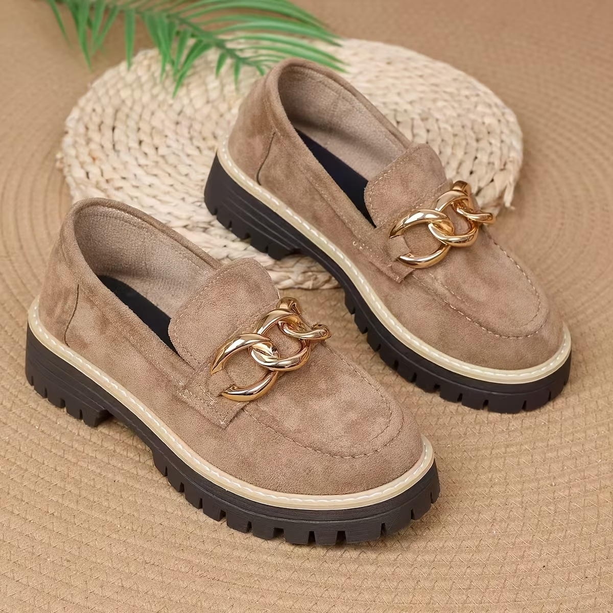 Gold Chain Lug-Sole Loafers
