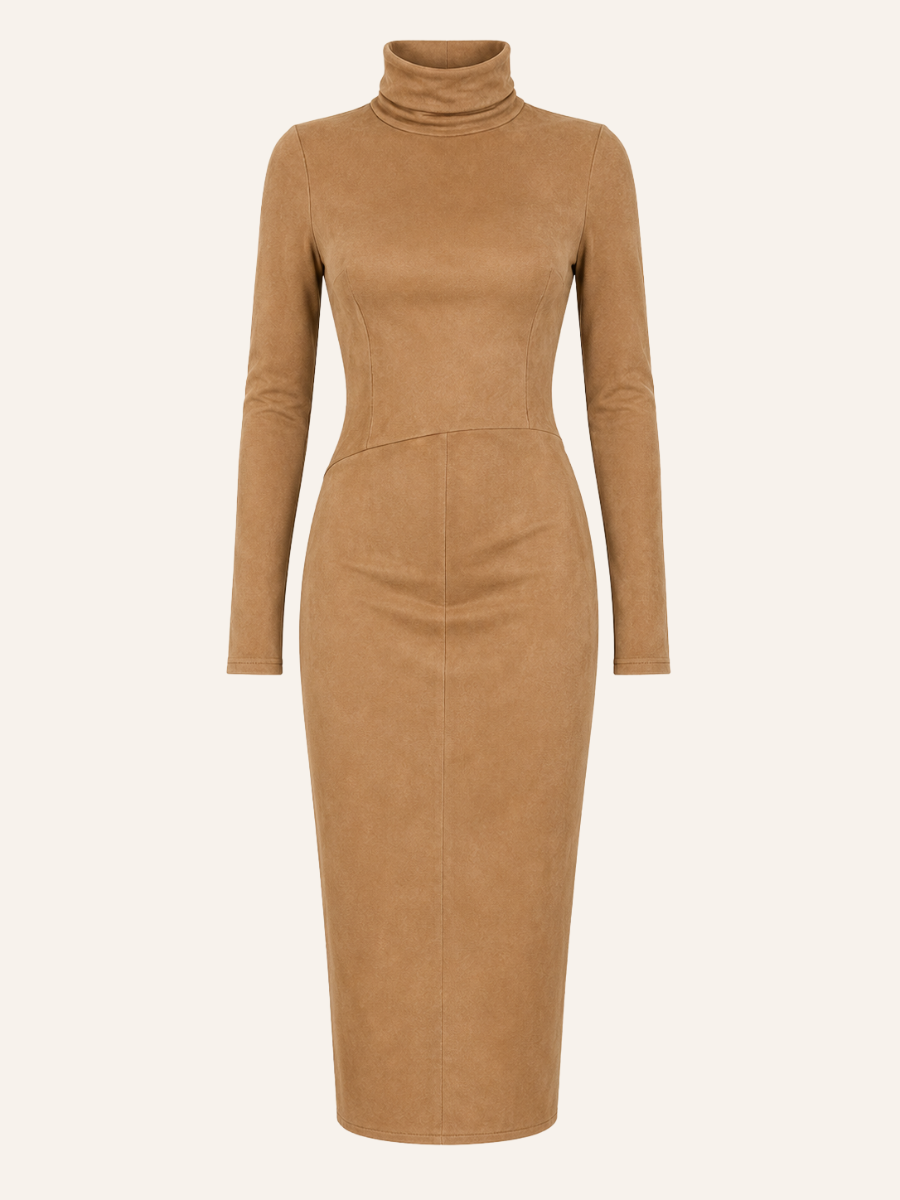 Suede Turtleneck Maxi Jurk