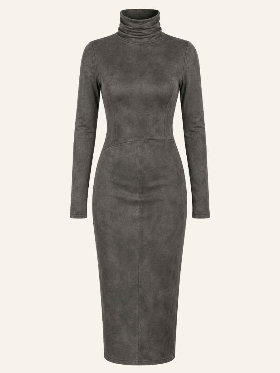 Suede Turtleneck Maxi Jurk