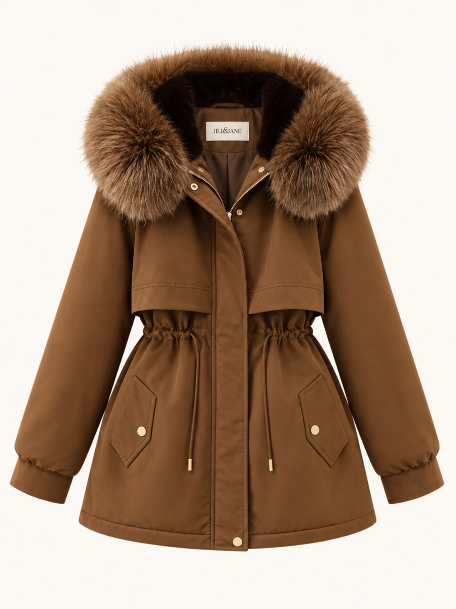 Fur-Trim Drawstring-Waist Winterjas