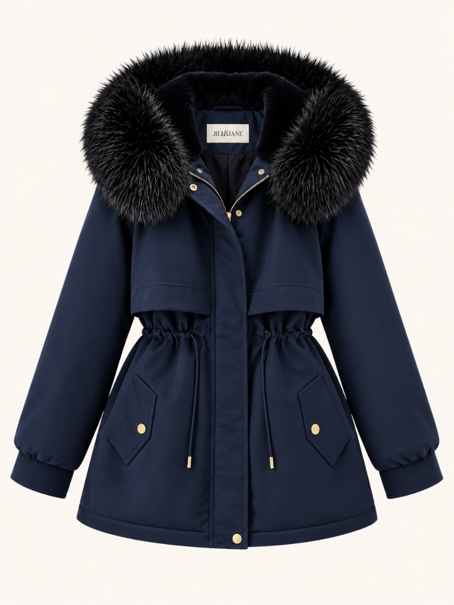 Fur-Trim Drawstring-Waist Winterjas