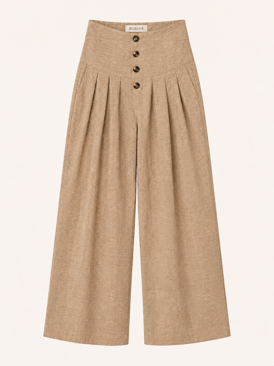 Button-Front Pleated Broek