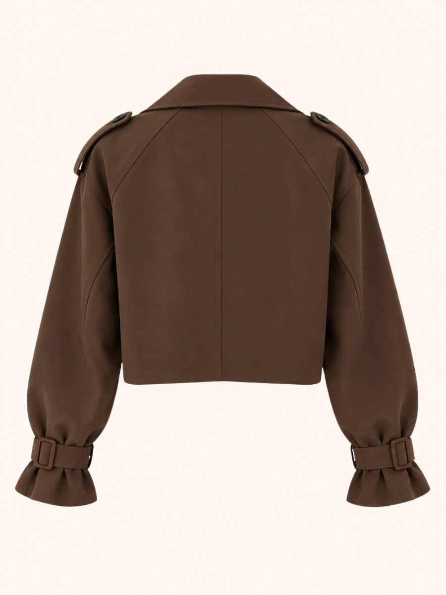 Cropped Trench Button Jas