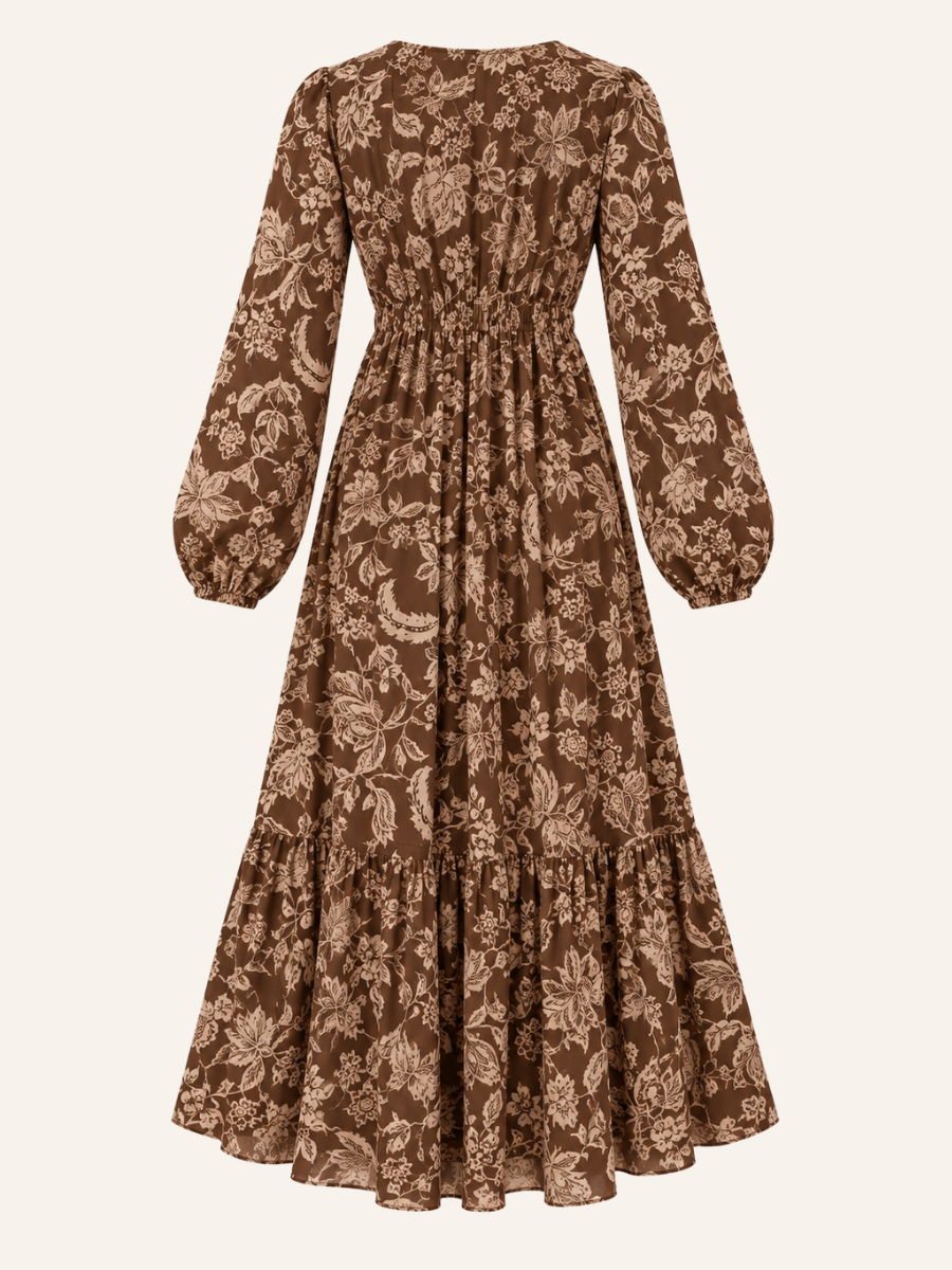 Floral Long-Sleeve Maxi Jurk