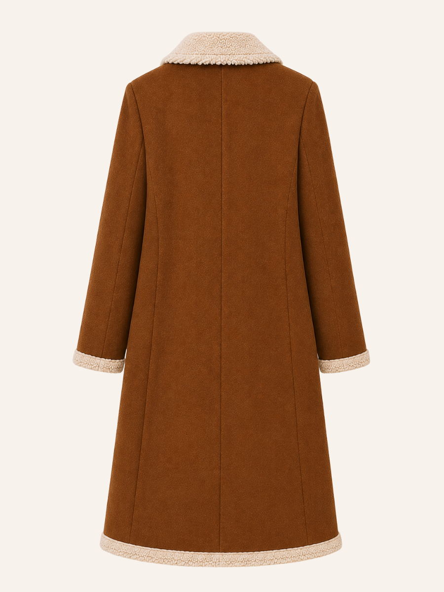 Shearling-Trim Double-Breasted Coat