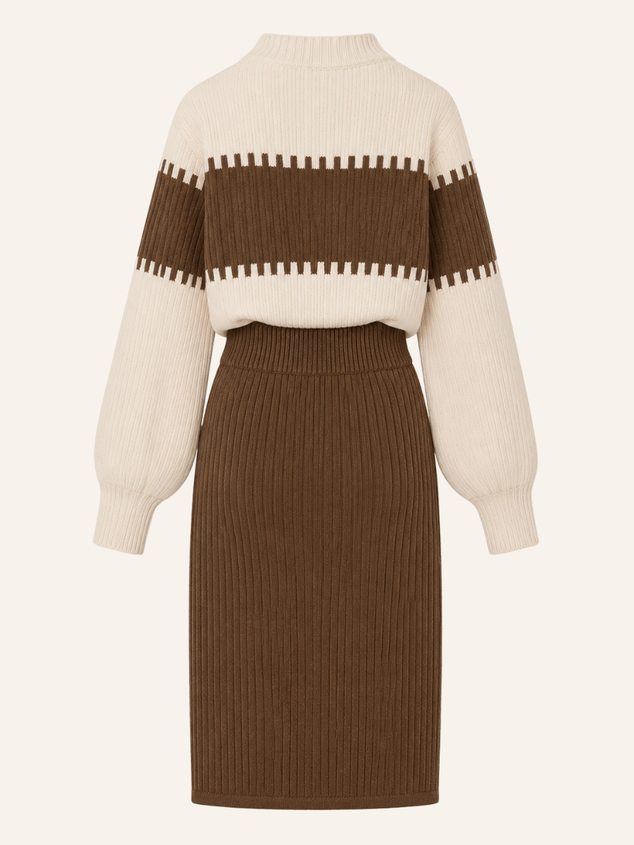 Striped Ribbed Knit Jurk Set