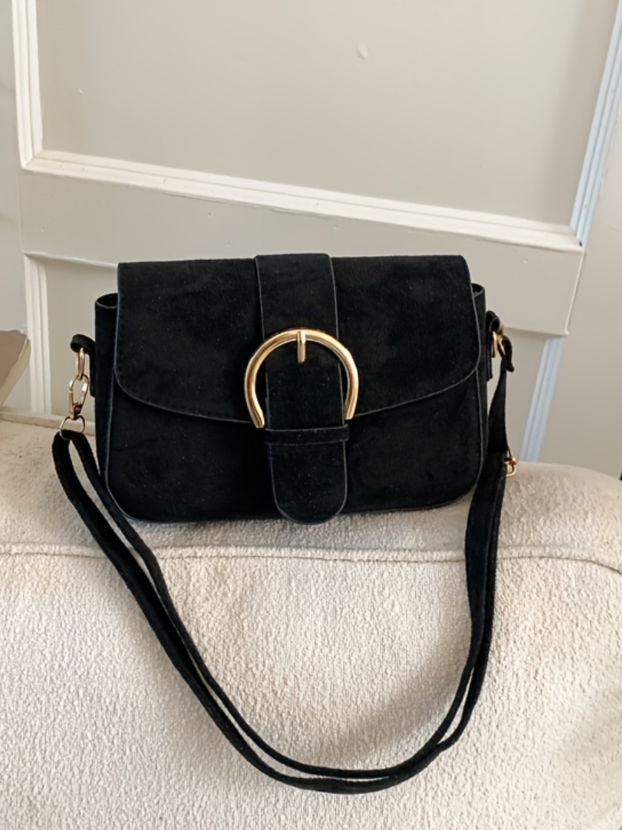 Suede Buckle Schoudertas