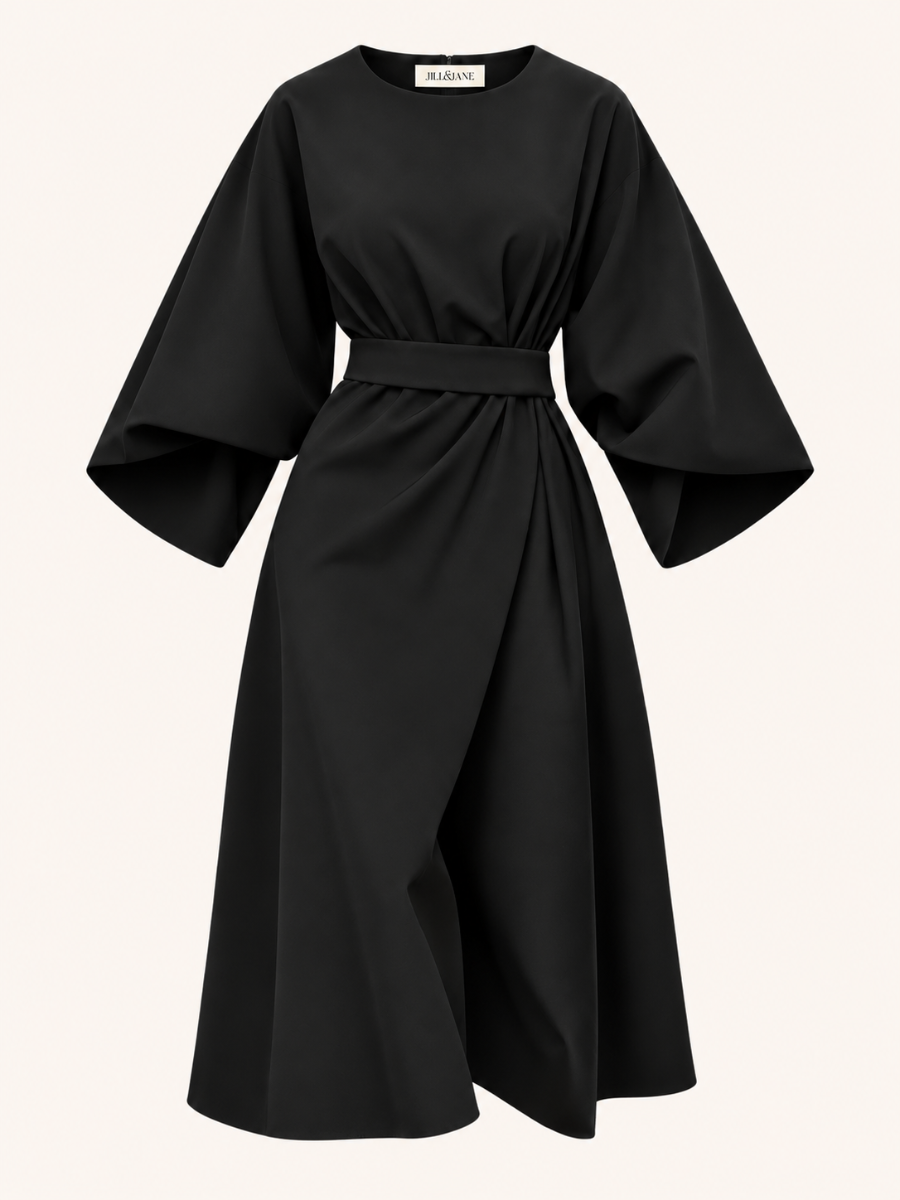 Belted Puff-Sleeve Jurk