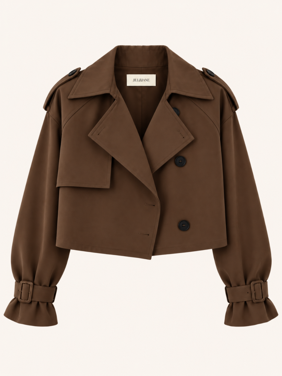 Cropped Trench Button Jas