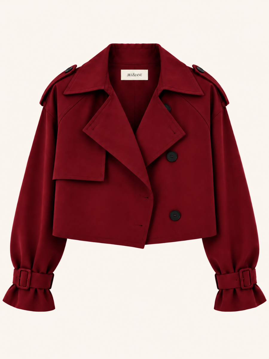 Cropped Trench Button Jas