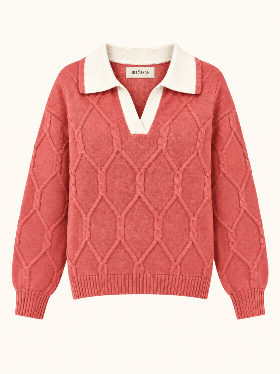 V-Neck Cable Knit Sweater