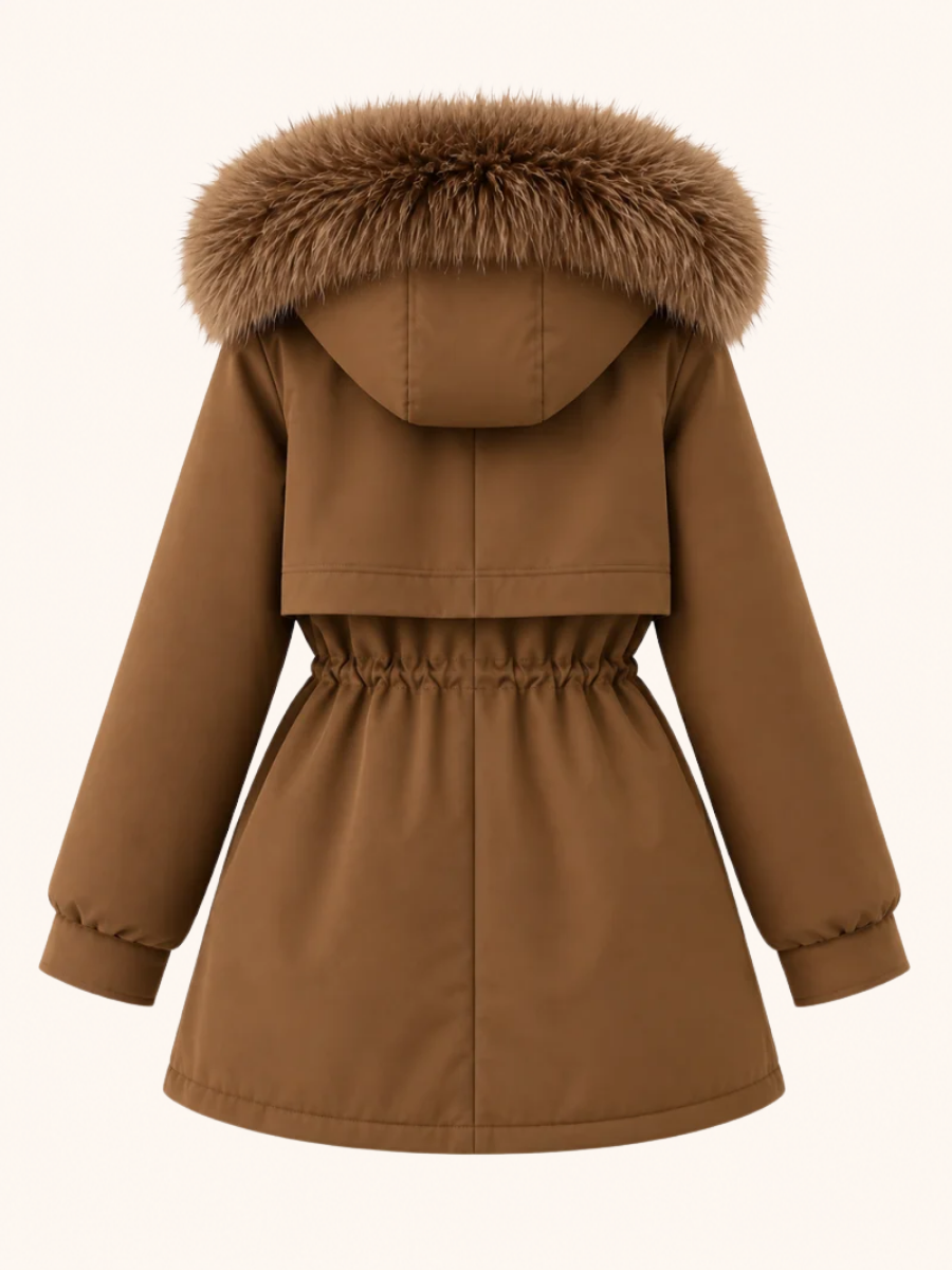 Fur-Trim Drawstring-Waist Winterjas
