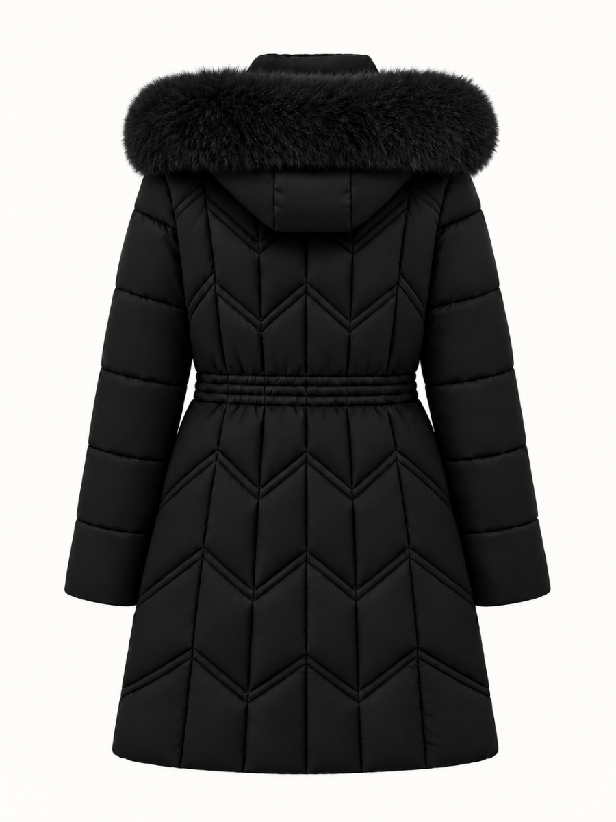 Fur-Trim Hooded Pufferjas