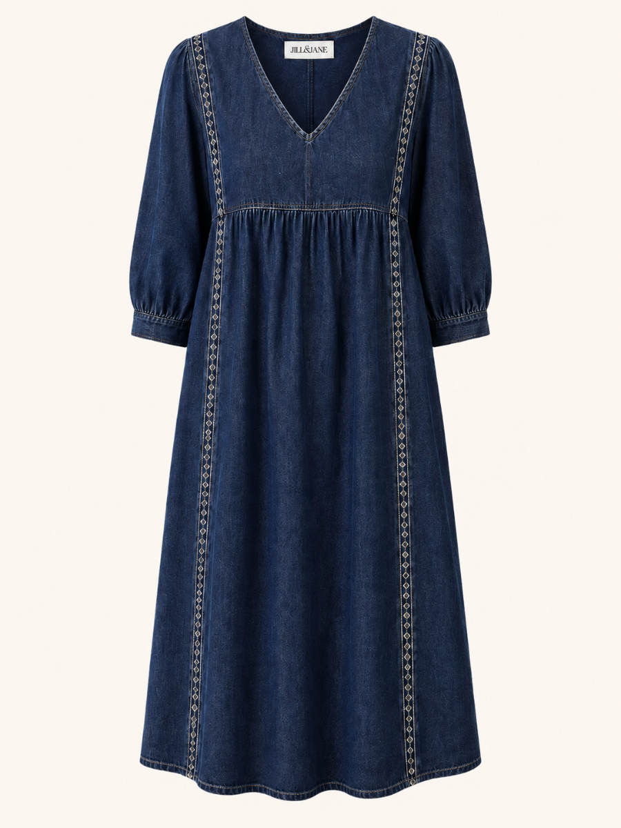 Lace-Trim V-Neck Maxi Jurk