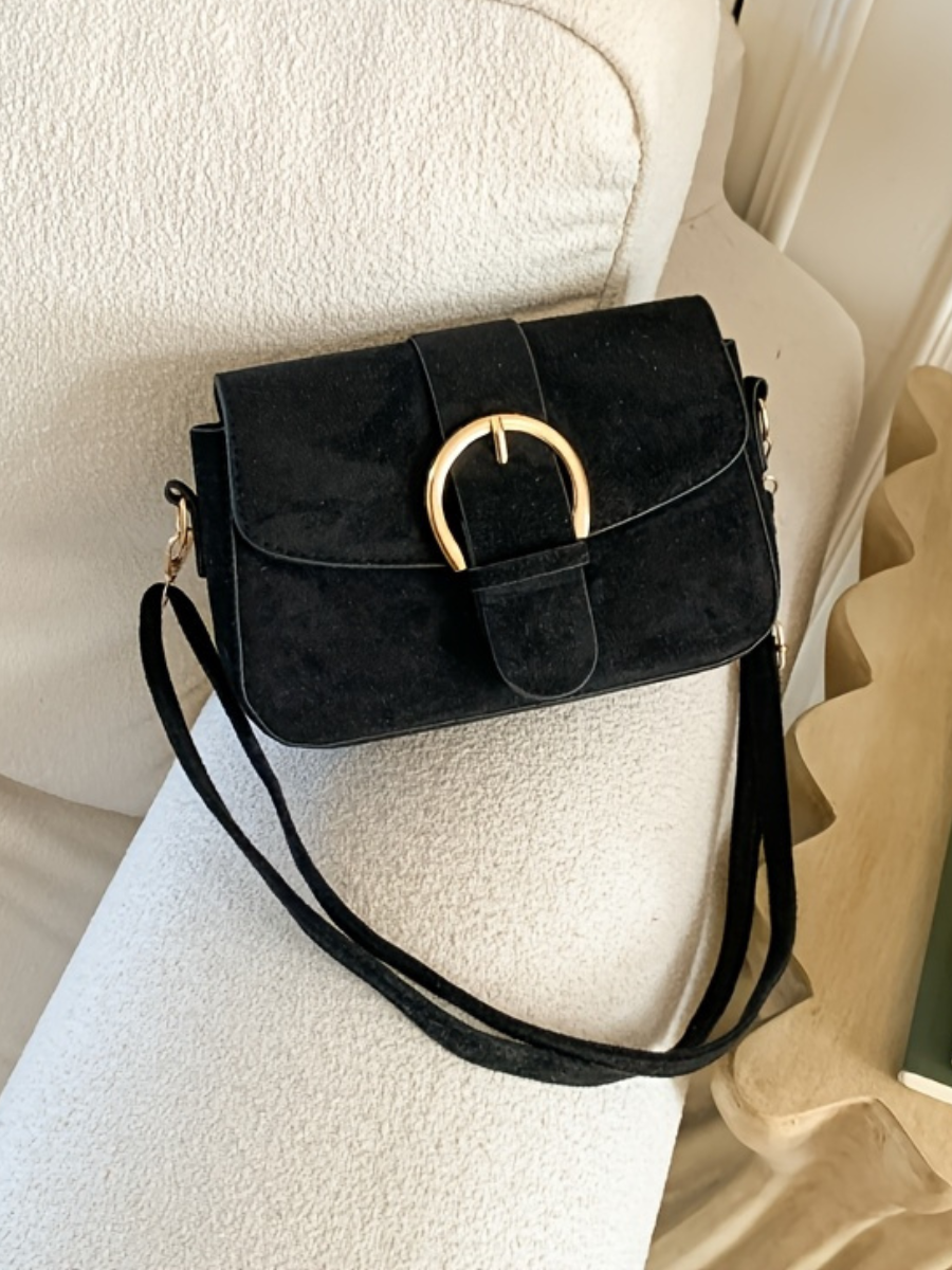 Suede Buckle Schoudertas