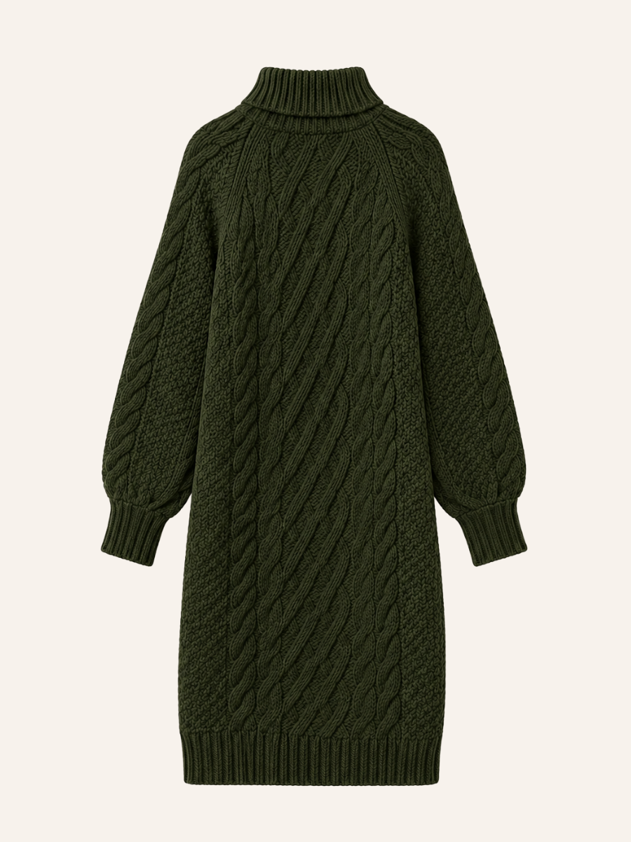 Cable Knit Turtleneck Sweater Jurk