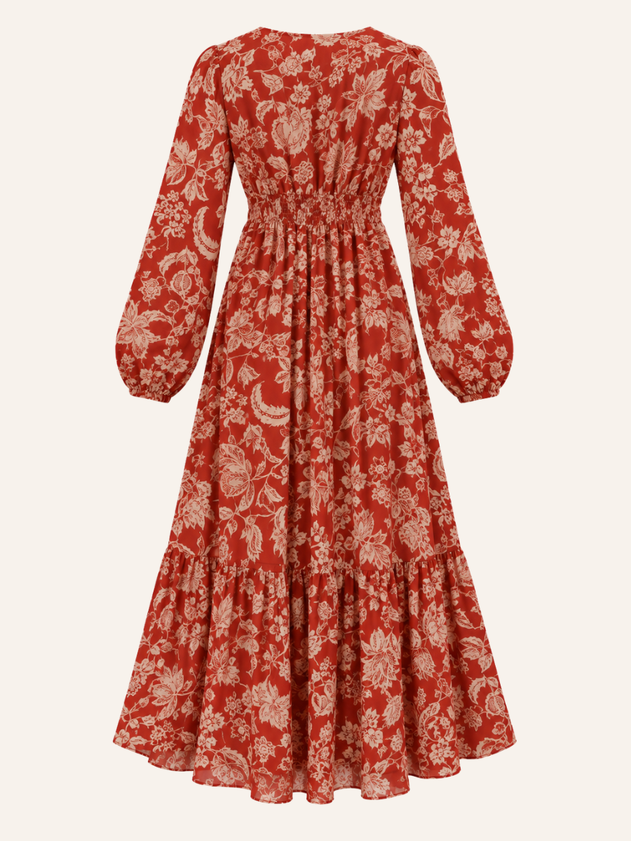 Floral Long-Sleeve Maxi Jurk