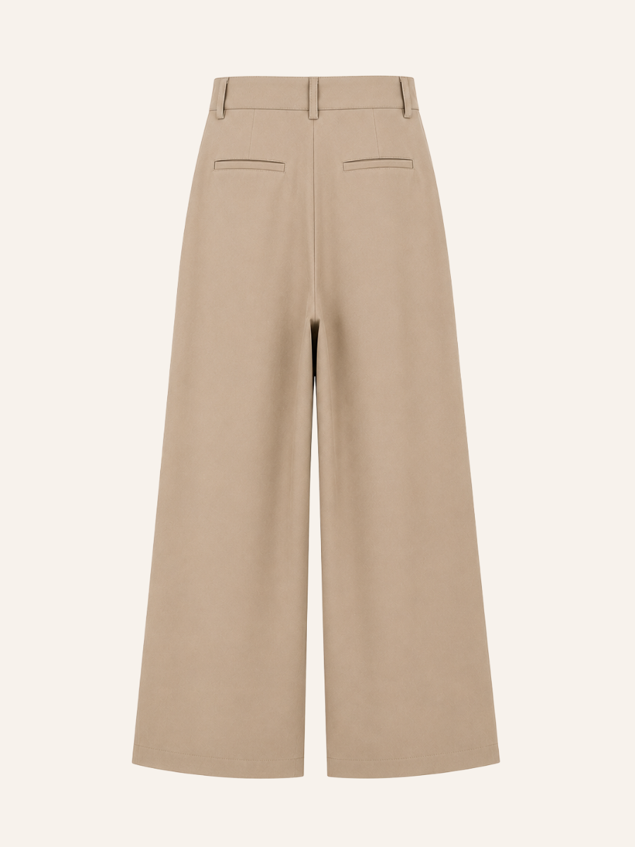 Pleated Wide-Leg Pantalon