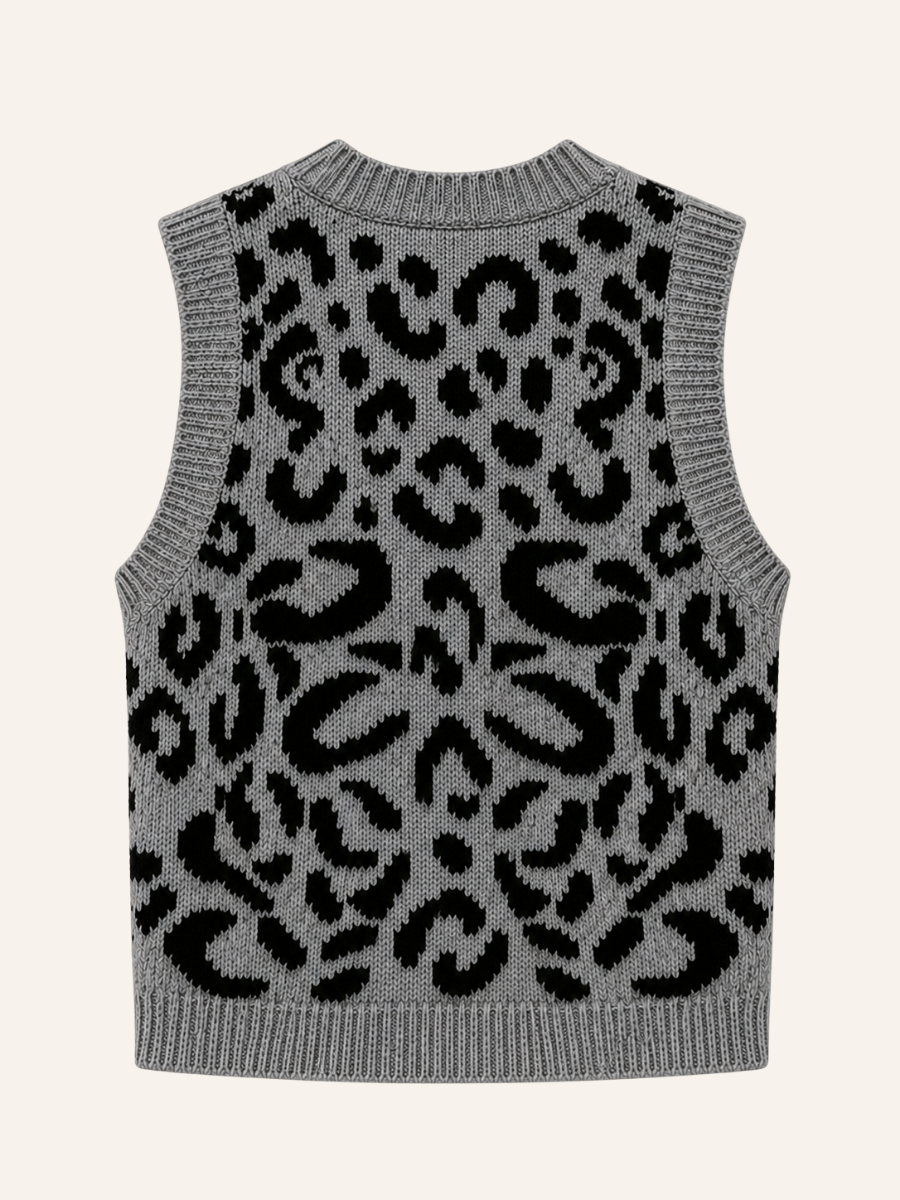 Leopard Knit Body Vest