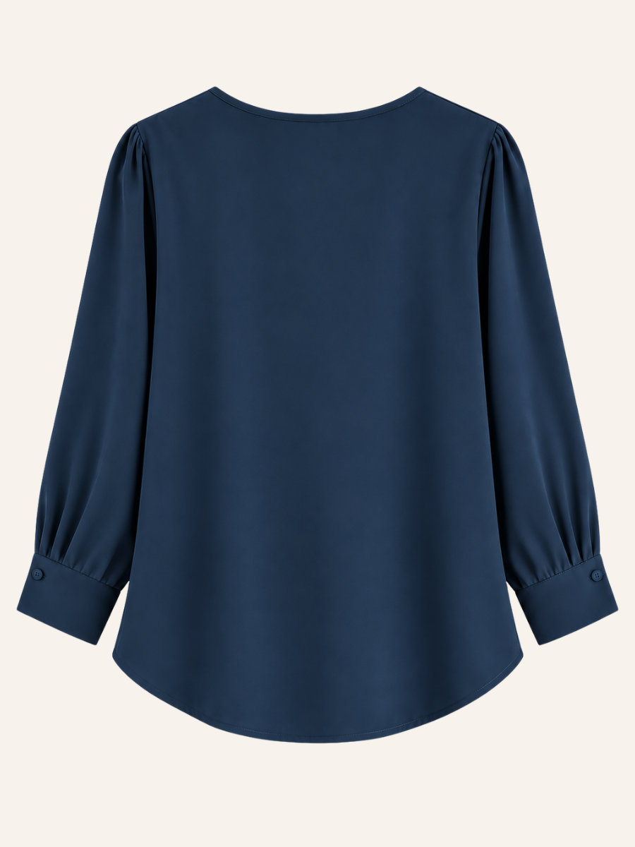 Pleated V-Neck Blouse