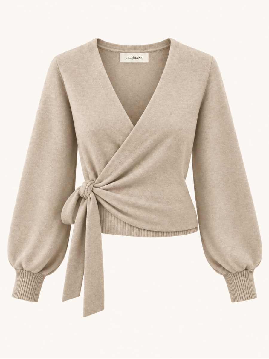Tie-Waist Wrap Knit Sweater