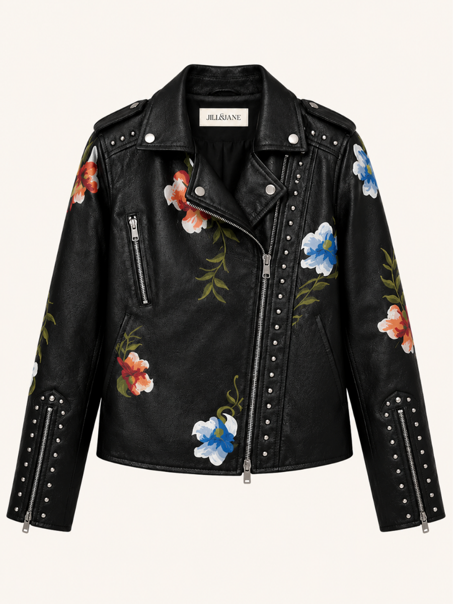 Floral Studded Leren Jas