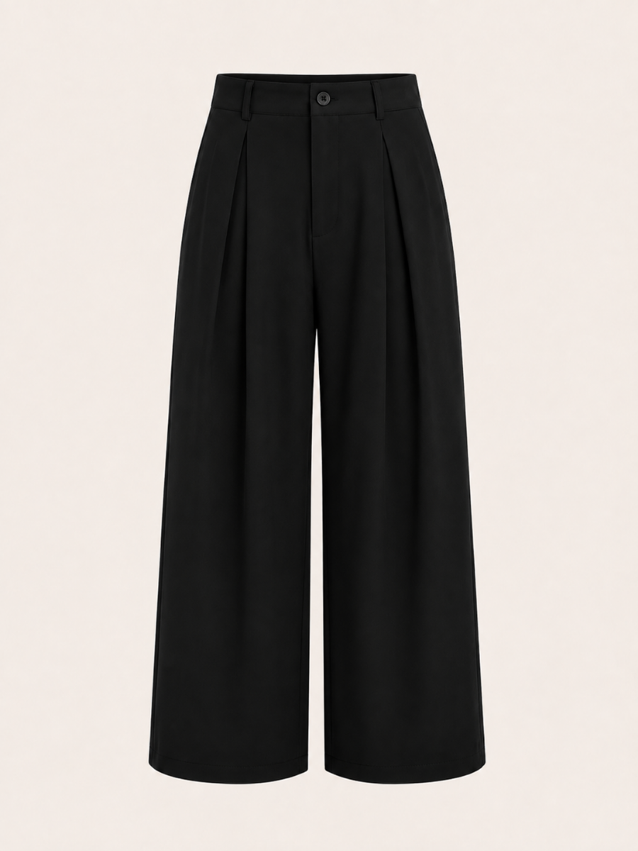 Pleated Wide-Leg Pantalon