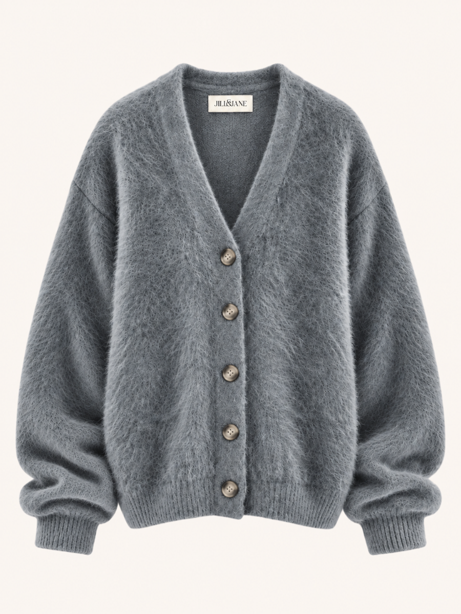 Fuzzy V-Neck Button Vest