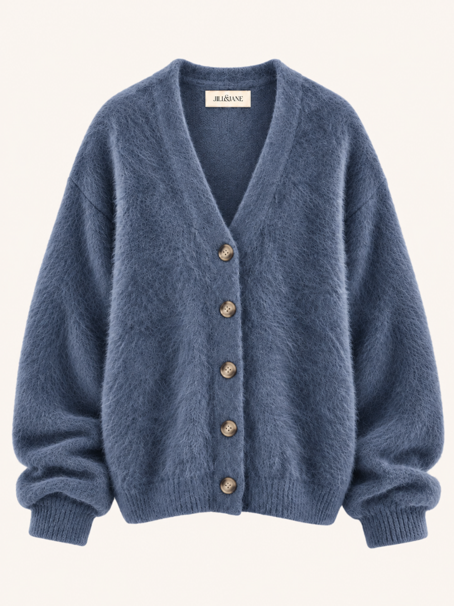 Fuzzy V-Neck Button Vest