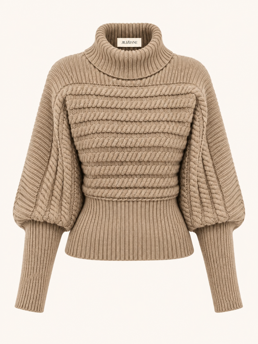 Cable-Knit Turtleneck Sweater