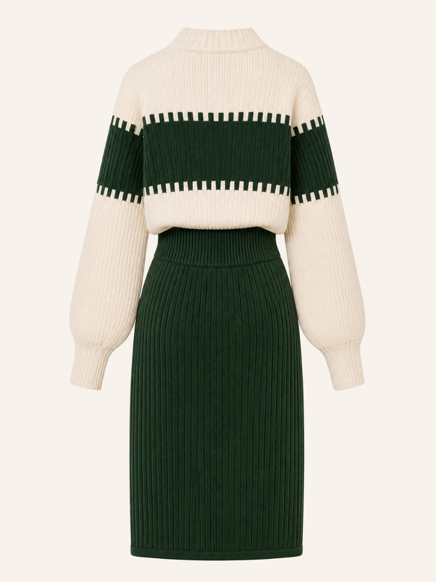 Striped Ribbed Knit Jurk Set