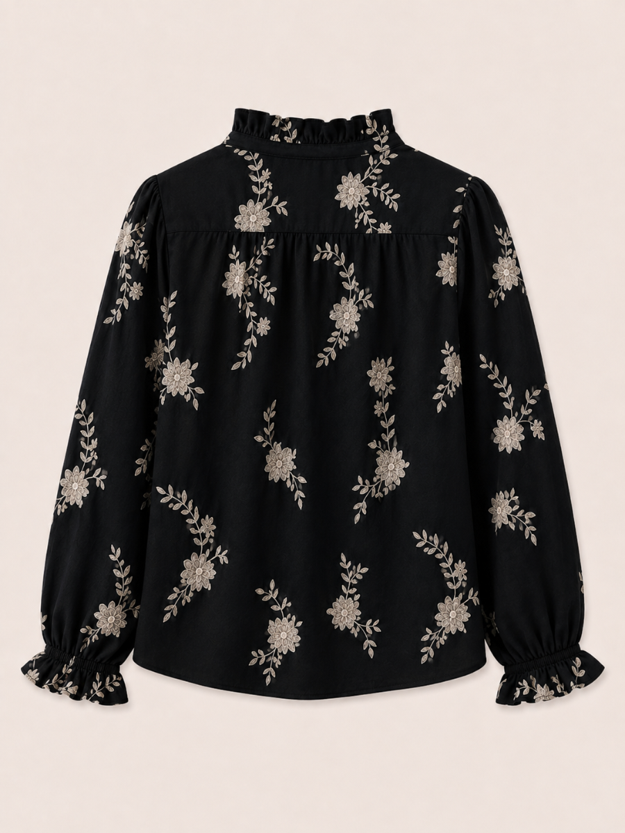Floral Ruffle Button-Up Blouse