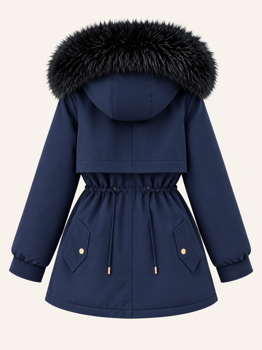 Fur-Trim Drawstring-Waist Winterjas