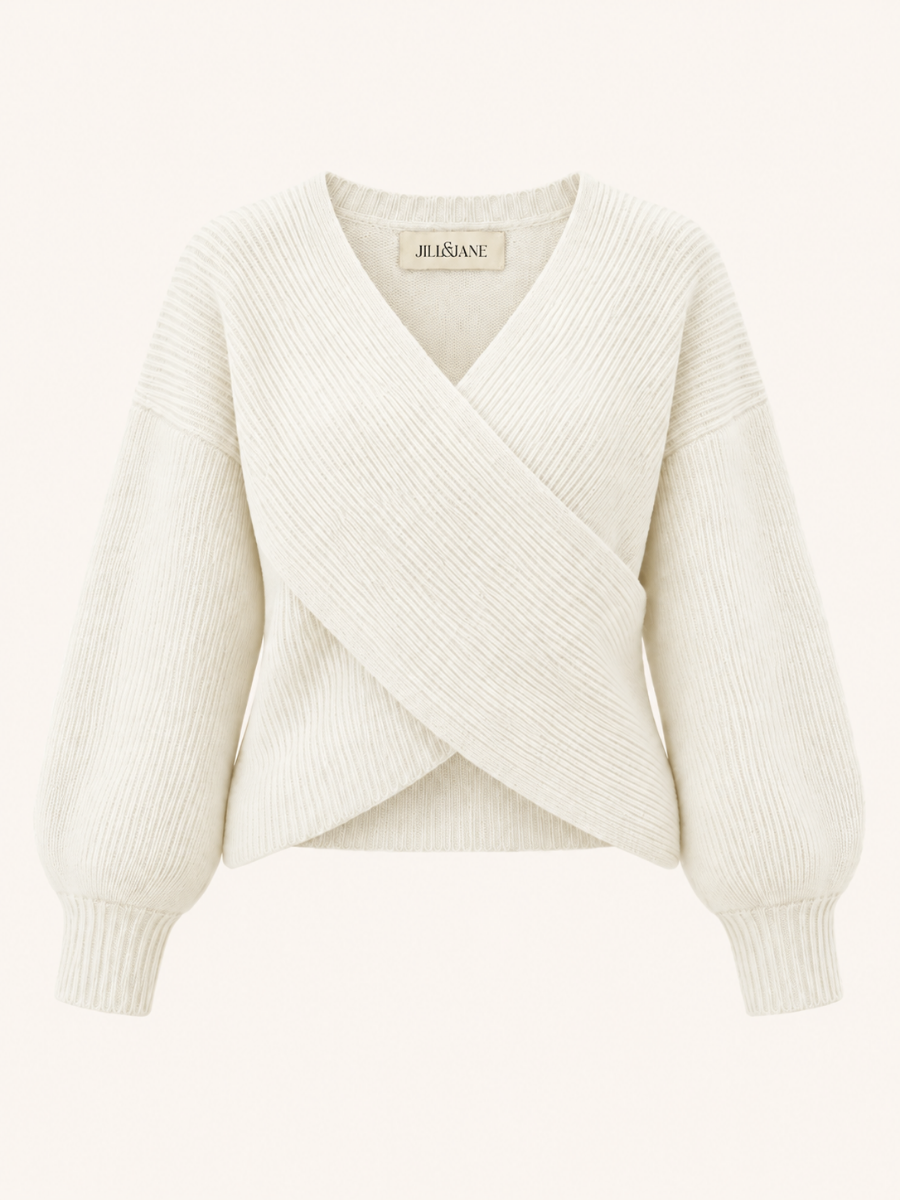 Wrap-Front Knit Sweater