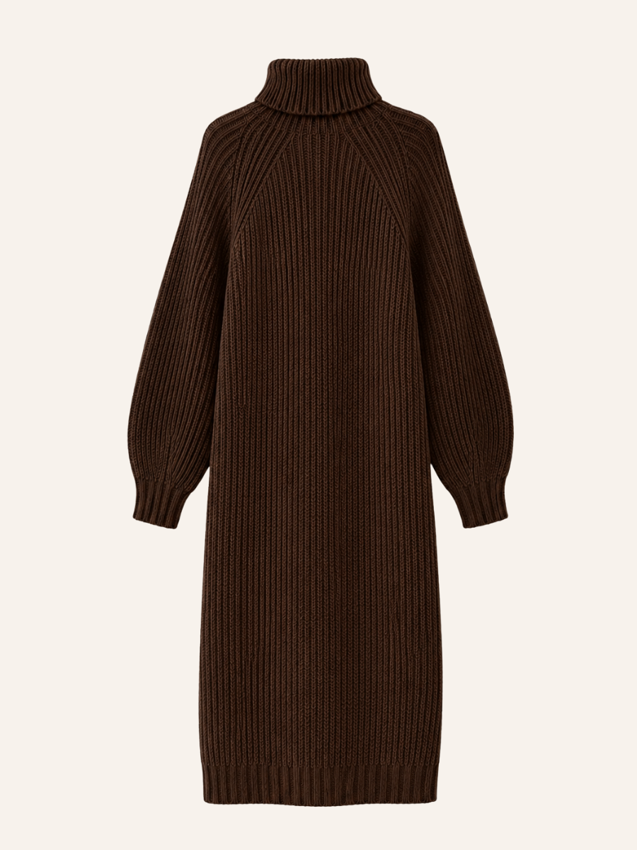 Ribbed Turtleneck Sweater Jurk