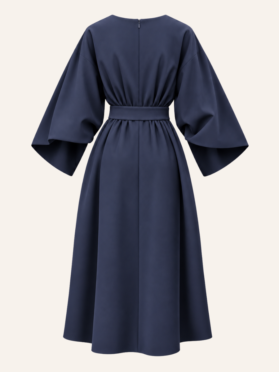 Belted Puff-Sleeve Jurk