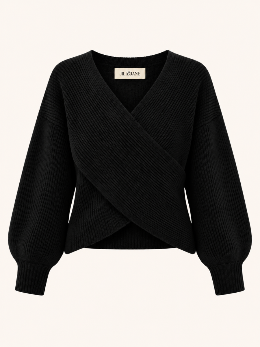 Wrap-Front Knit Sweater