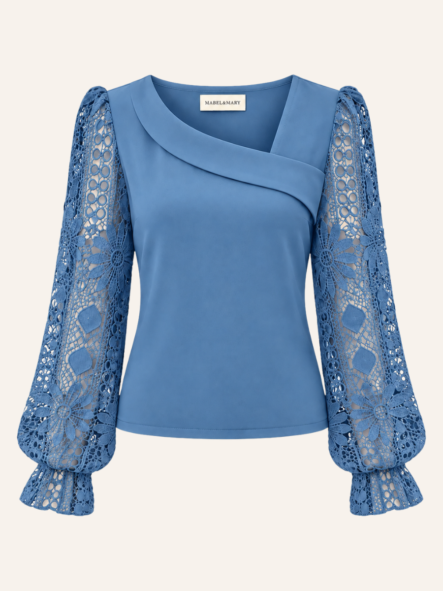 Asymmetric Lace-Sleeve Top