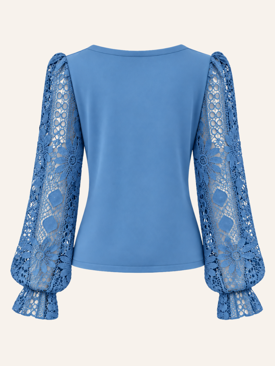 Asymmetric Lace-Sleeve Top