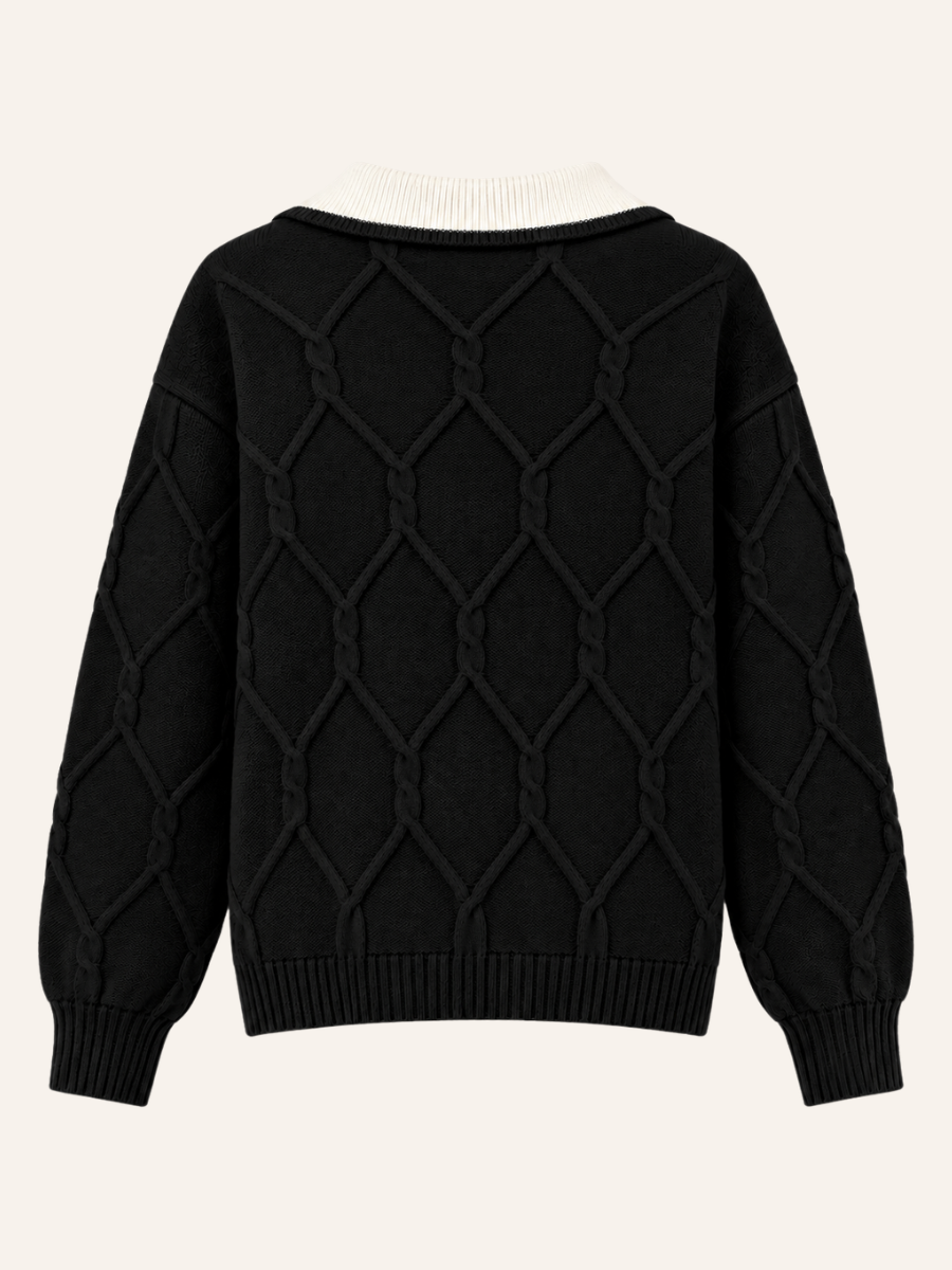 V-Neck Cable Knit Sweater