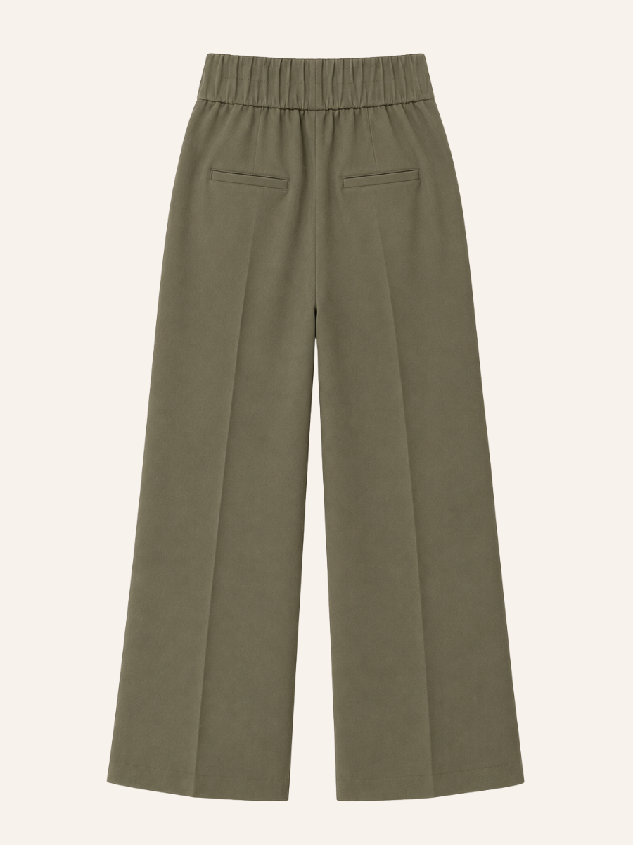 Gold-Button Wide-Leg Pantalon