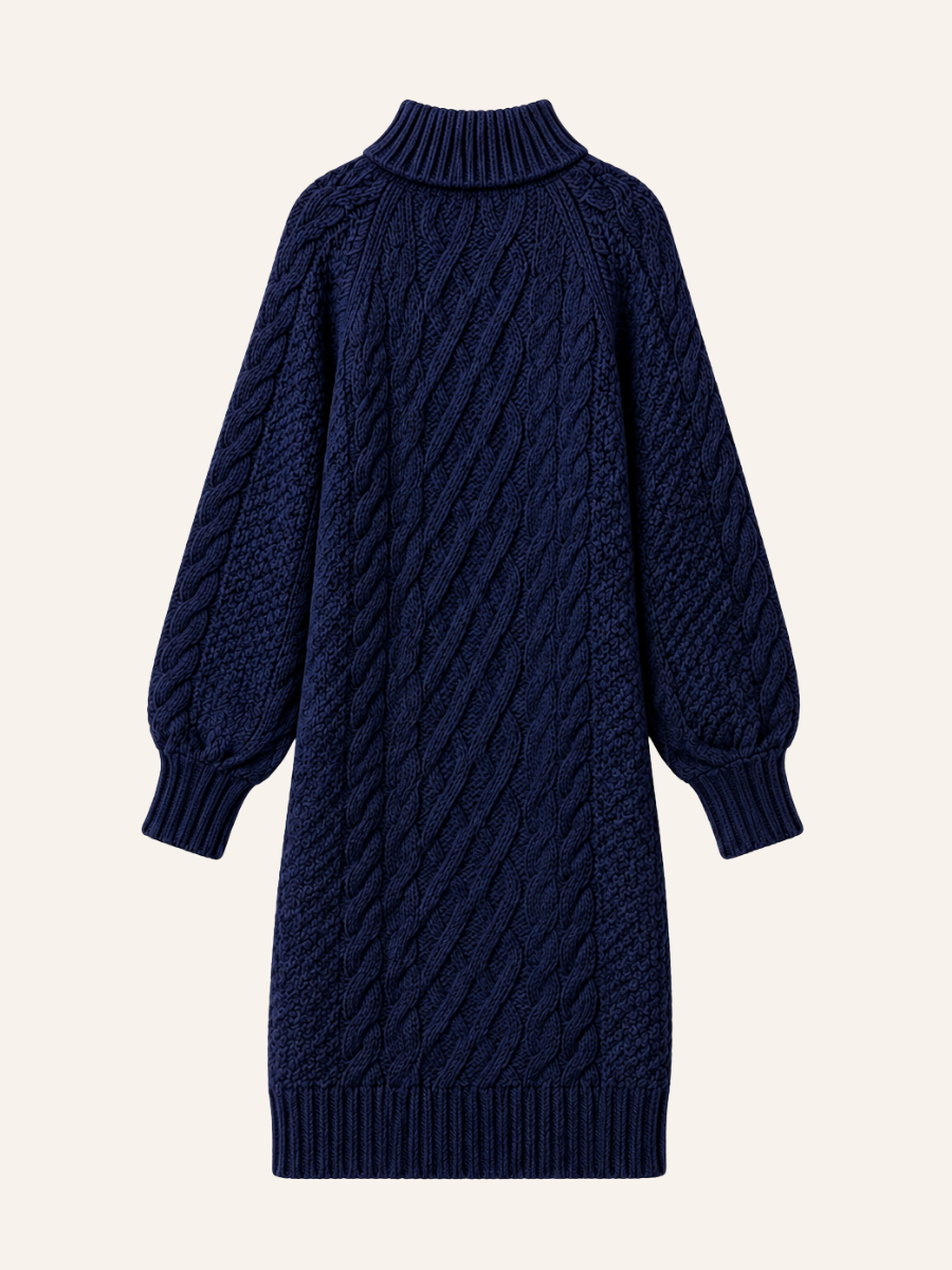 Cable Knit Turtleneck Sweater Jurk