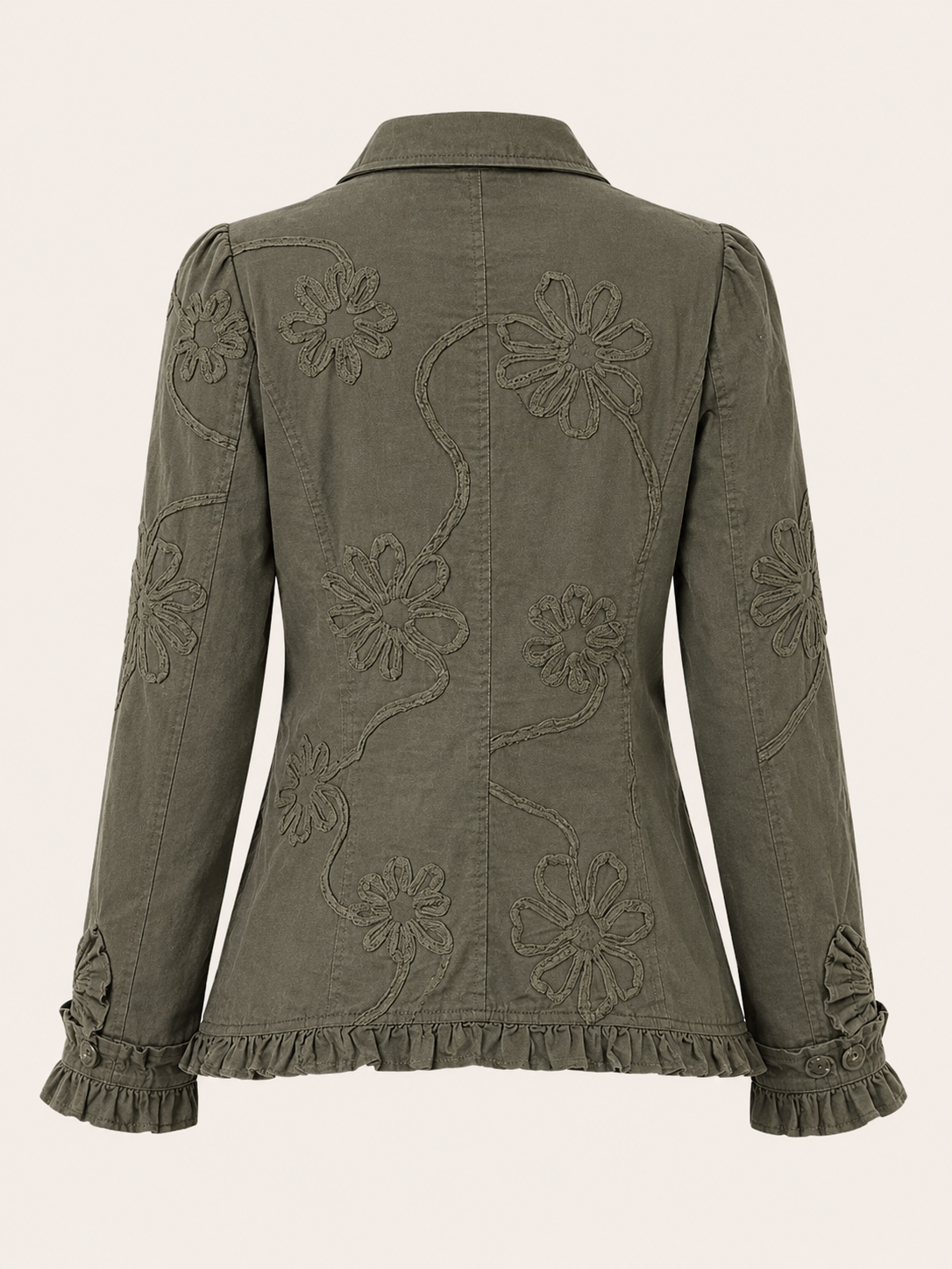 Embroidered Floral Ruffle Overshirt