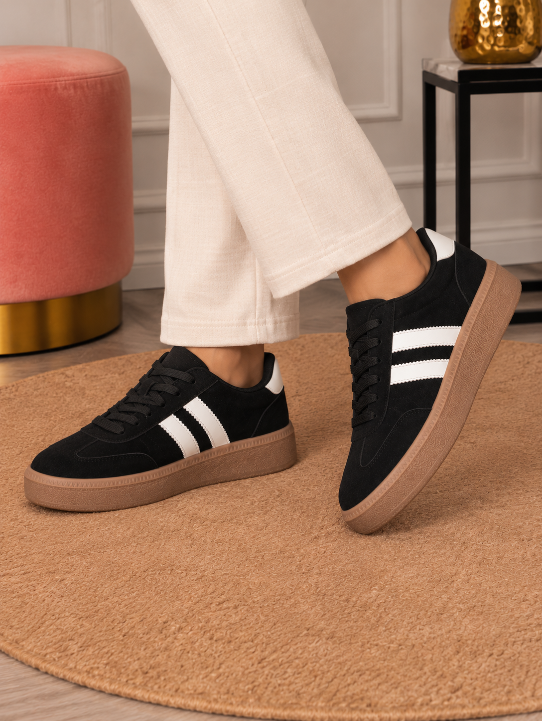 Contrast Stripe Platform Sneakers