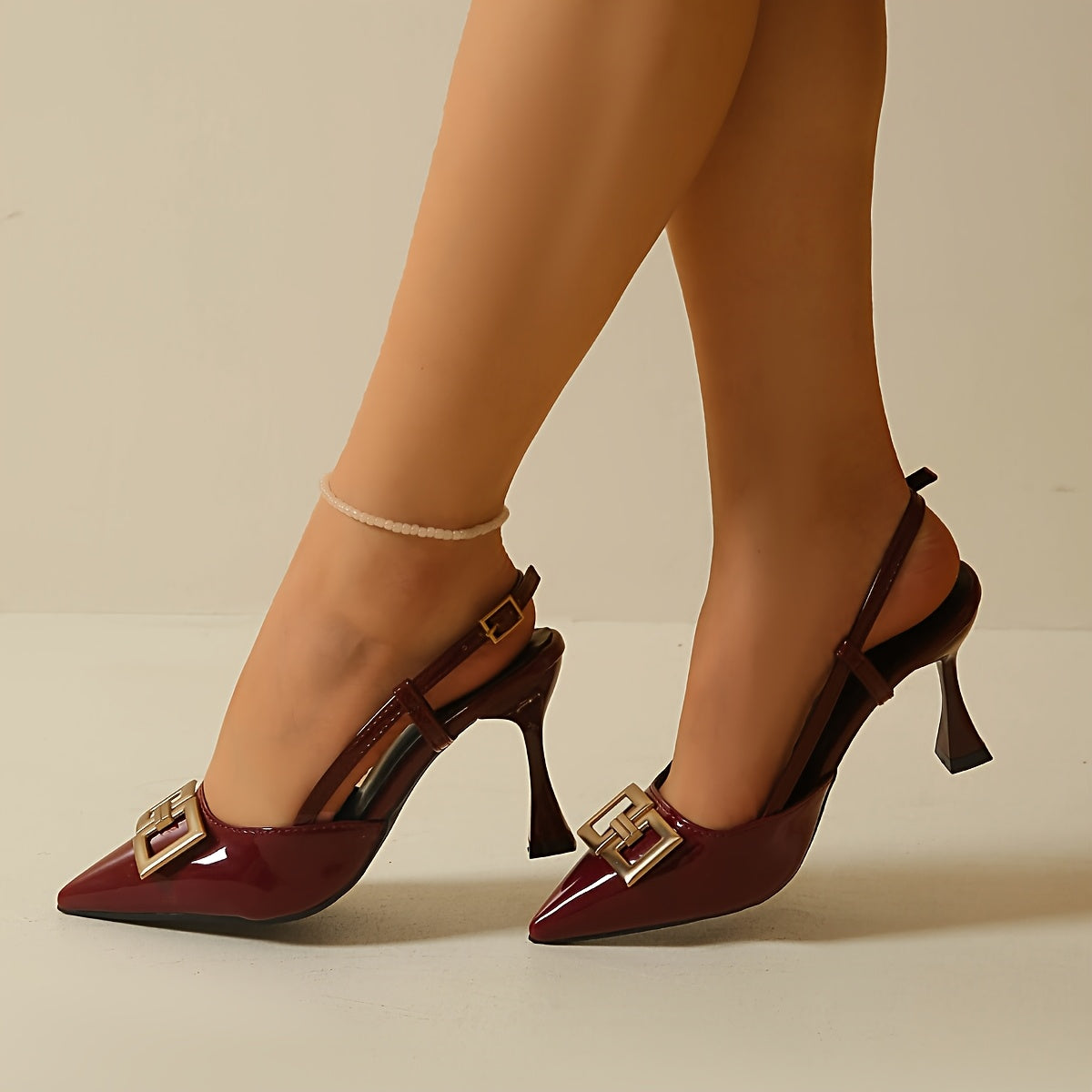 Buckle Pointed Slingback Heels