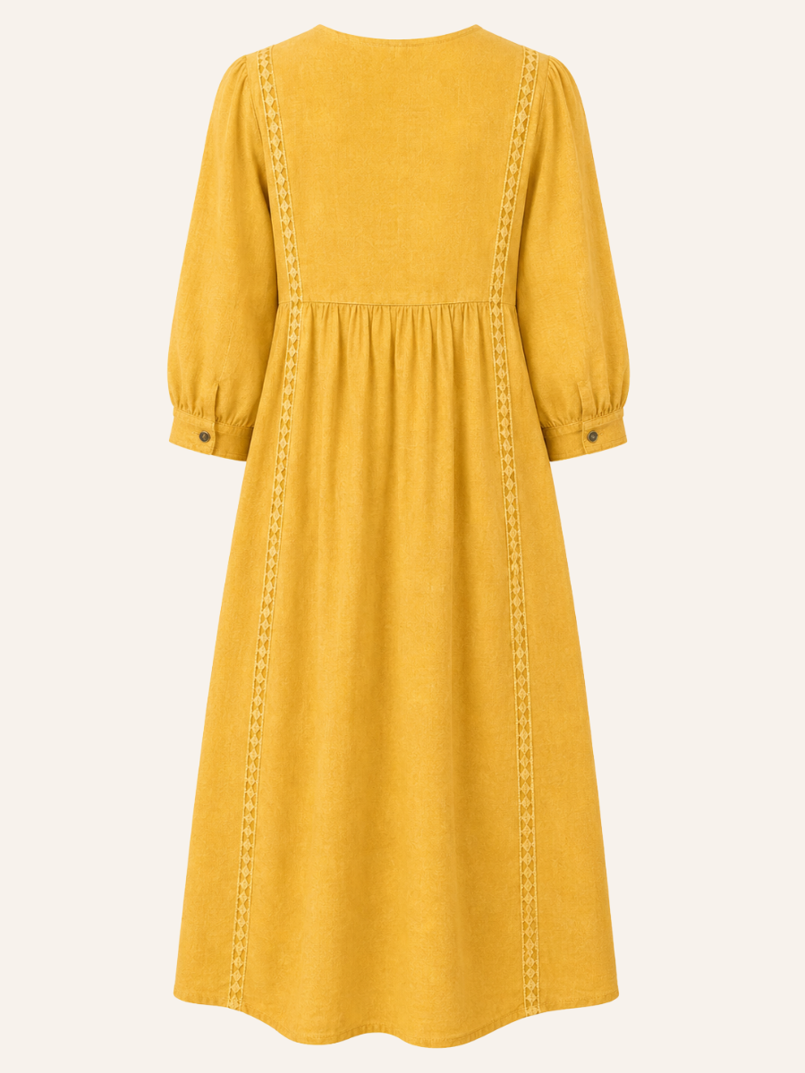 Lace-Trim V-Neck Maxi Jurk